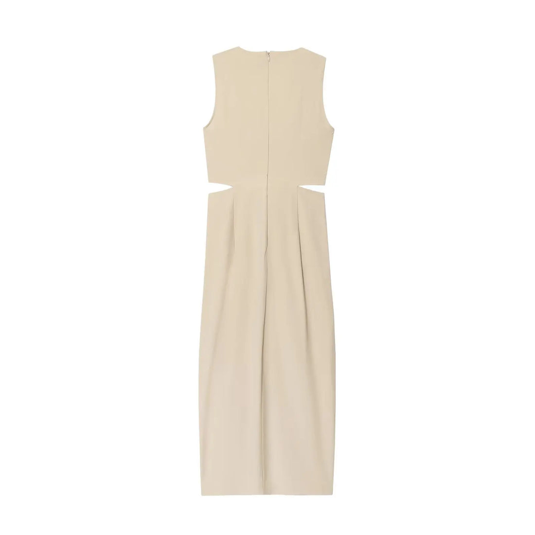 Women's Casual Waist-revealing Open Design Knotted Midi V-neck Sleeveless Dress