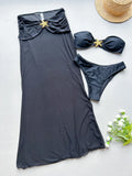 3 Pieces Bikinis Sets High Elasticity Beachwear Backless Women's Swimsuit Cover-ups - Norellé