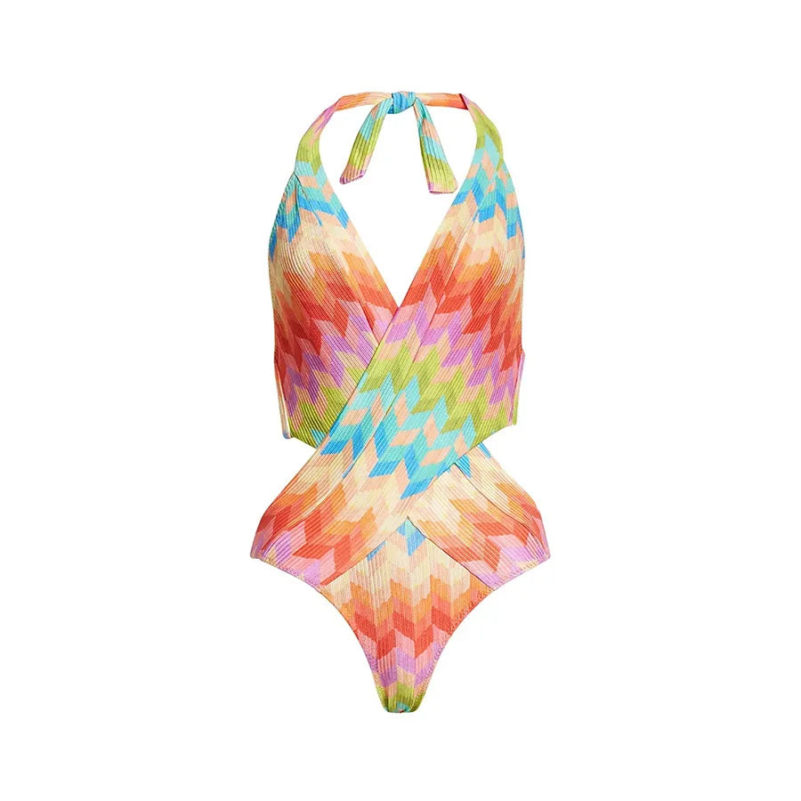 2PC Push Up Women Bikini Set Skirt Floral Printed Bikinis - Norellé