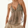Women Sparkly Sequin Tank Crop Top