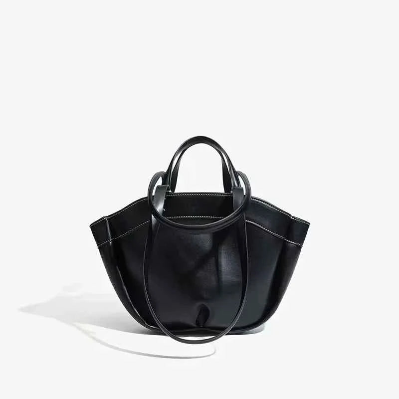 Large Capacity Brown Tote Bag Soft Super Fiber Synthetic Leather