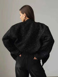 Women's Standing Collar Loose Short Pilot Jacket