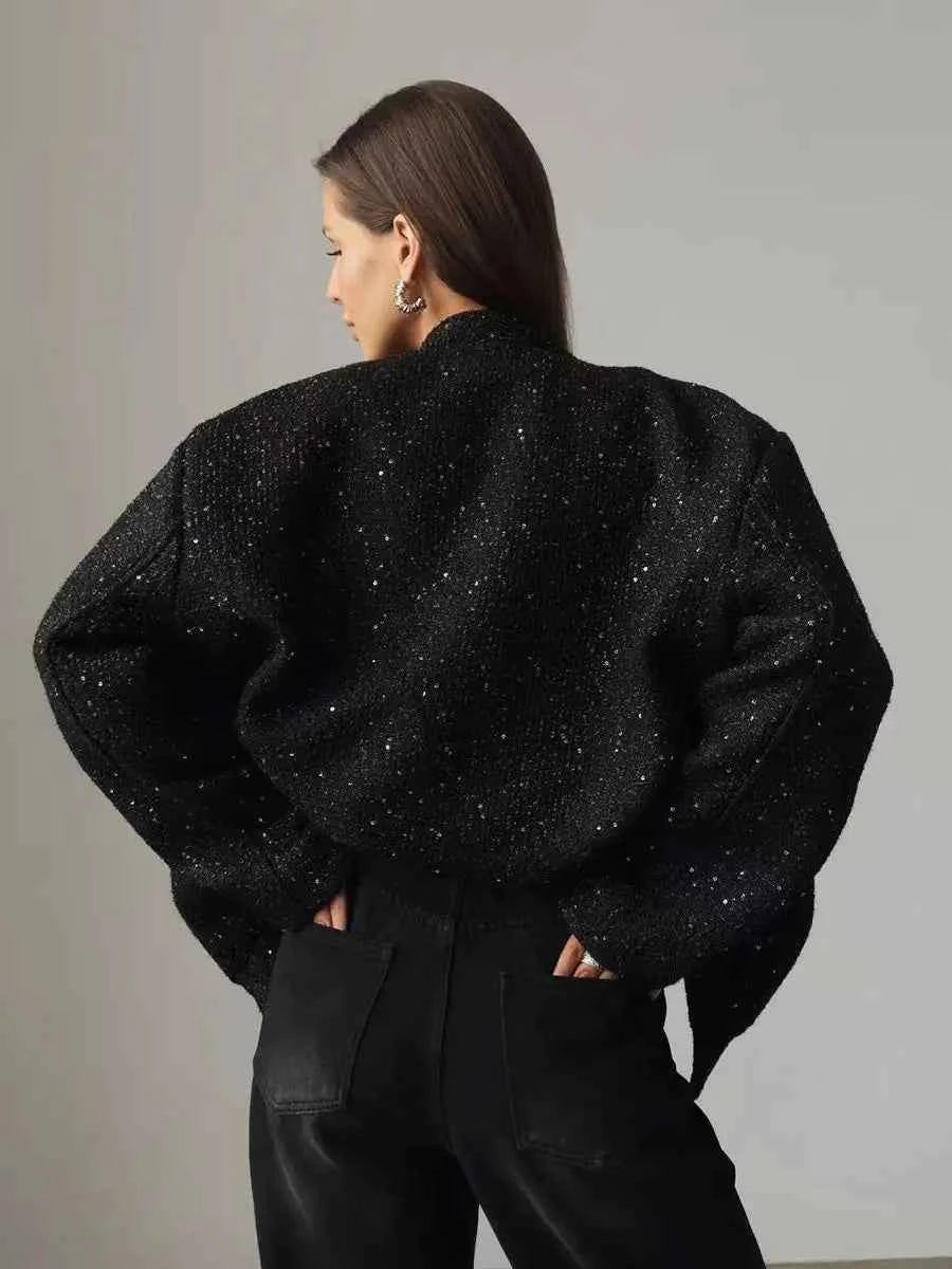 Women's Standing Collar Loose Short Pilot Jacket