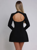 Long Sleeve Backless Mini Dress For Women Autumn Winter - Norellé