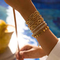 Stainless Steel White Rhinestone Paper Clip Hollow Bracelet