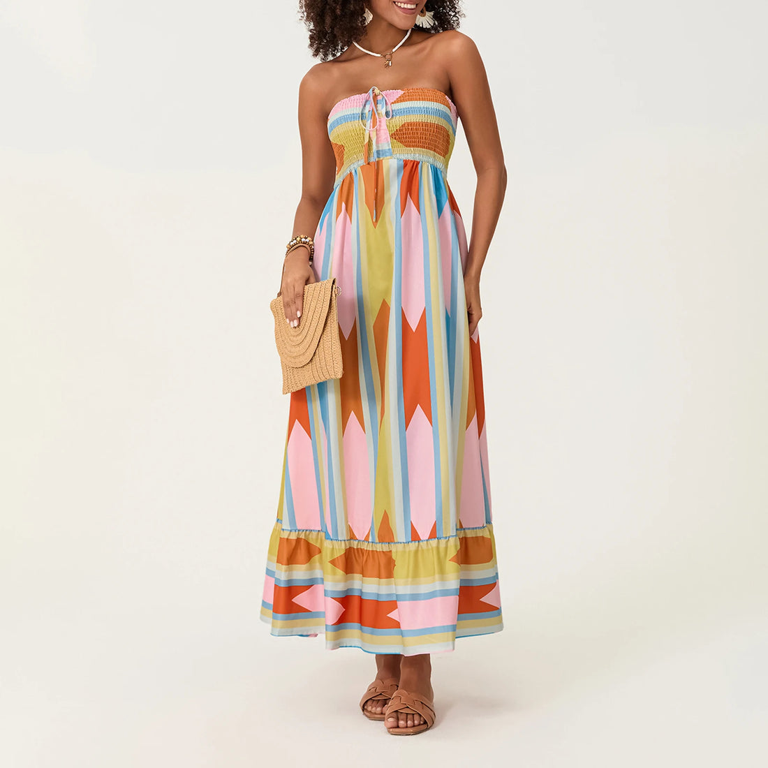 Women's Sleeveless Strapless Long Dress Bohemian