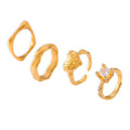18K Gold Retro Easy Matching Design Geometric Inlaid Zircon Ring - Norellé