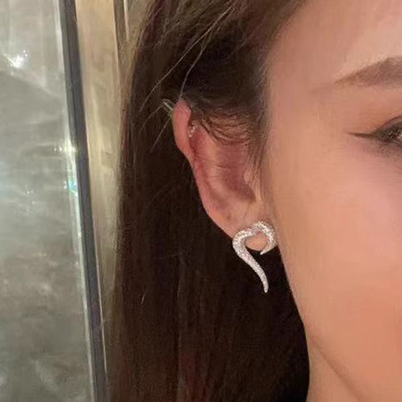 Zircon Stud Earrings Women's Fashion Shiny Opening - Norellé
