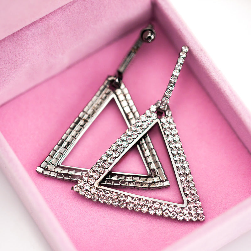 Exaggerated Geometry Triangle Copper Earrings For Women - Norellé