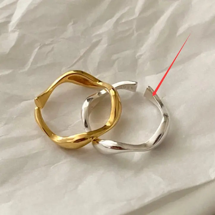 925 Sterling Silver Simple Temperament Wild Natural Curve Ring - Norellé