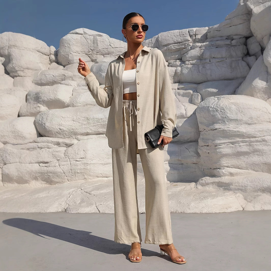 Fashion Graceful Plus Size Women's Long Sleeve Cardigan Two-piece Set Casual Solid Color Suit - Norellé
