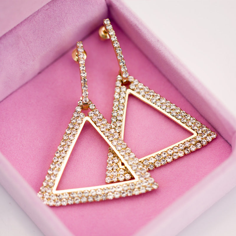 Exaggerated Geometry Triangle Copper Earrings For Women - Norellé