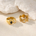 18K Real Gold Plating INS Personalized Hip Hop Two-color Different Pupil Zircon Ring - Norellé