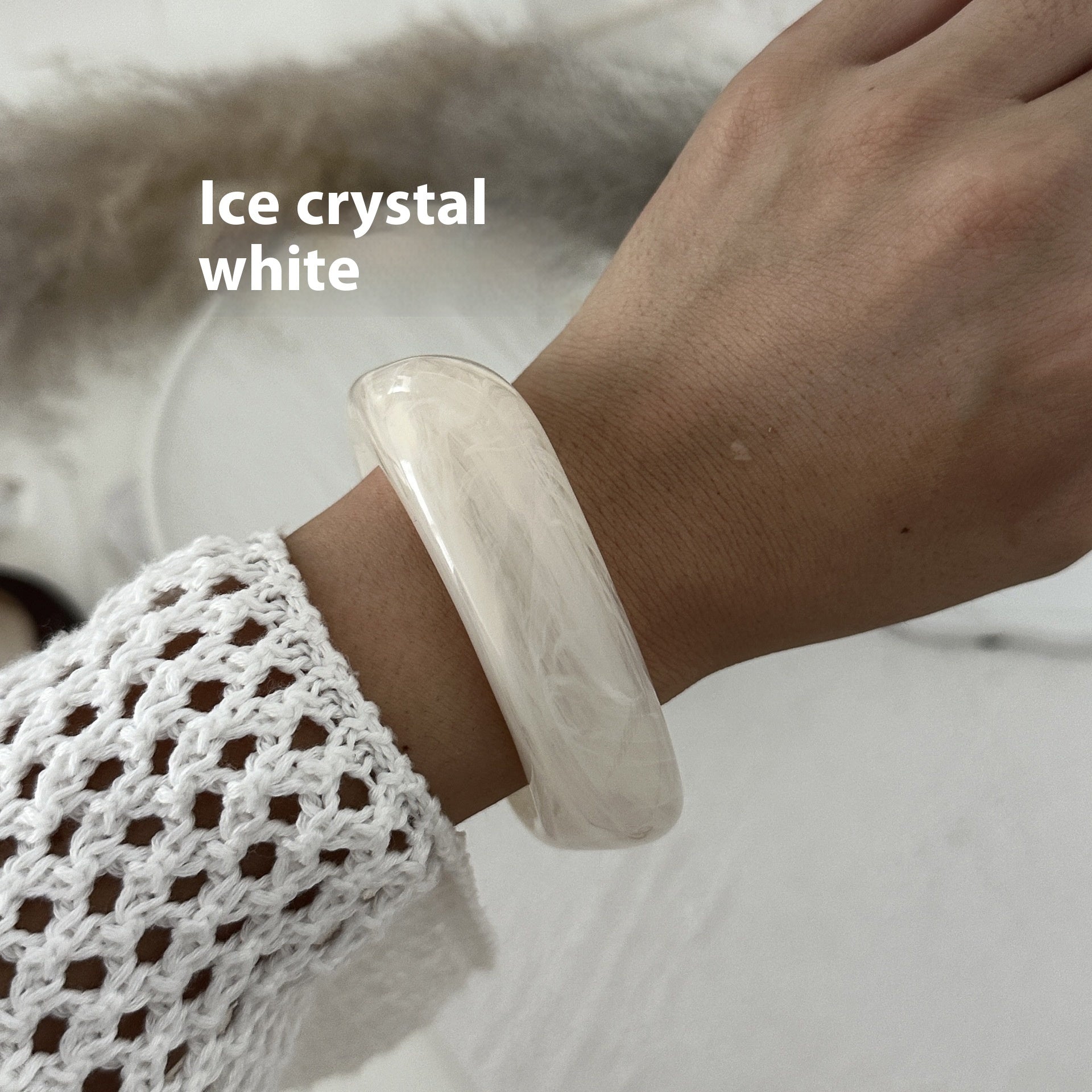 Acrylic Bracelet Exaggerated Ins Style Irregular Translucent - Ice Crystal White - electronic accessories