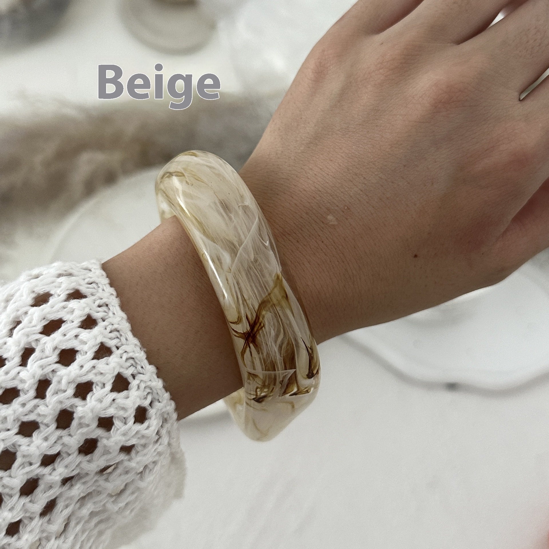 Acrylic Bracelet Exaggerated Ins Style Irregular Translucent - Rice Coffee - electronic accessories