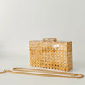 Acrylic Egg Cane Rattan Clutch Bag - snake chain