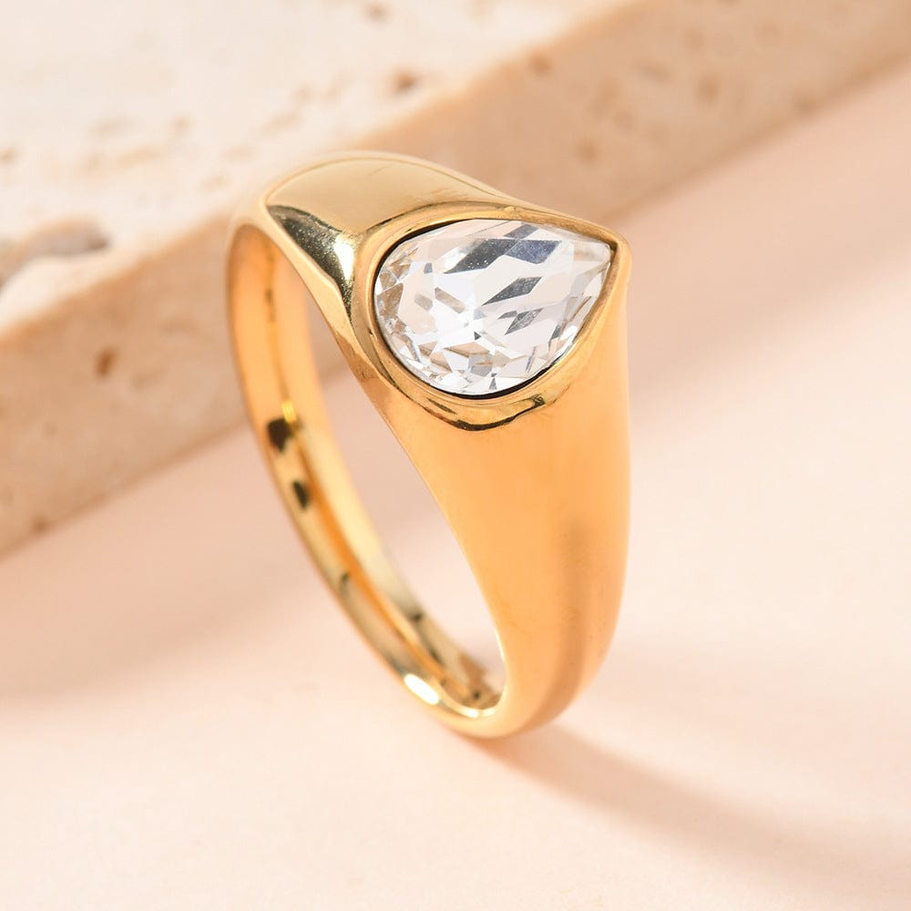 Colorful Rhinestone Rings Fashion Personality Teardrop-shaped Ring For Women Jewelry - Norellé