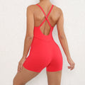 Adjustable Shoulder Strap Hollow Sports Women’s Yoga Jumpsuits - Red / L - Other