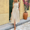 Sleeveless Round Neck Solid Color Elegant Advanced Simple Dress - Norellé