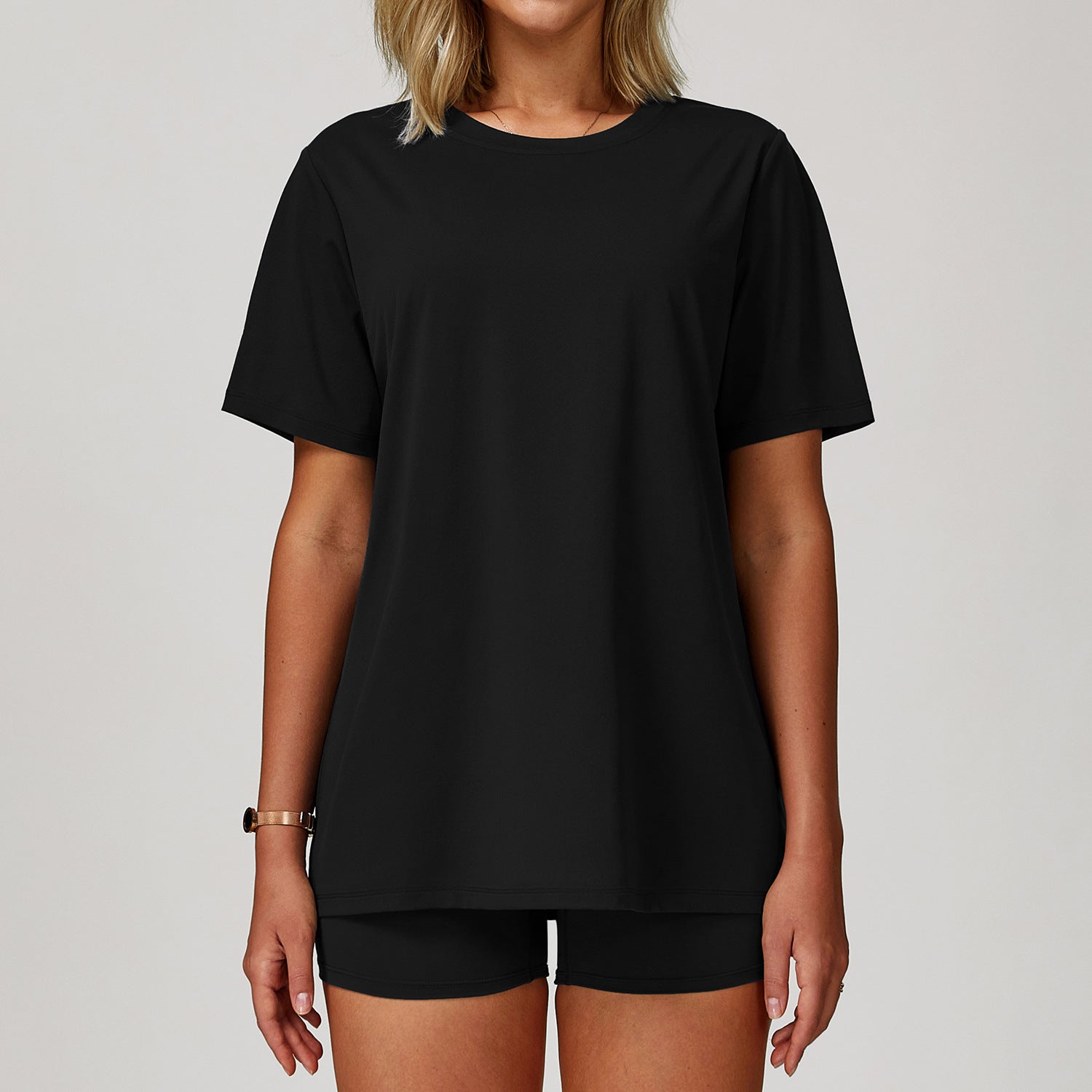 All-match Short-sleeved Round Neck Loose Casual Quick-drying T-shirt - Advanced Black / L - Other