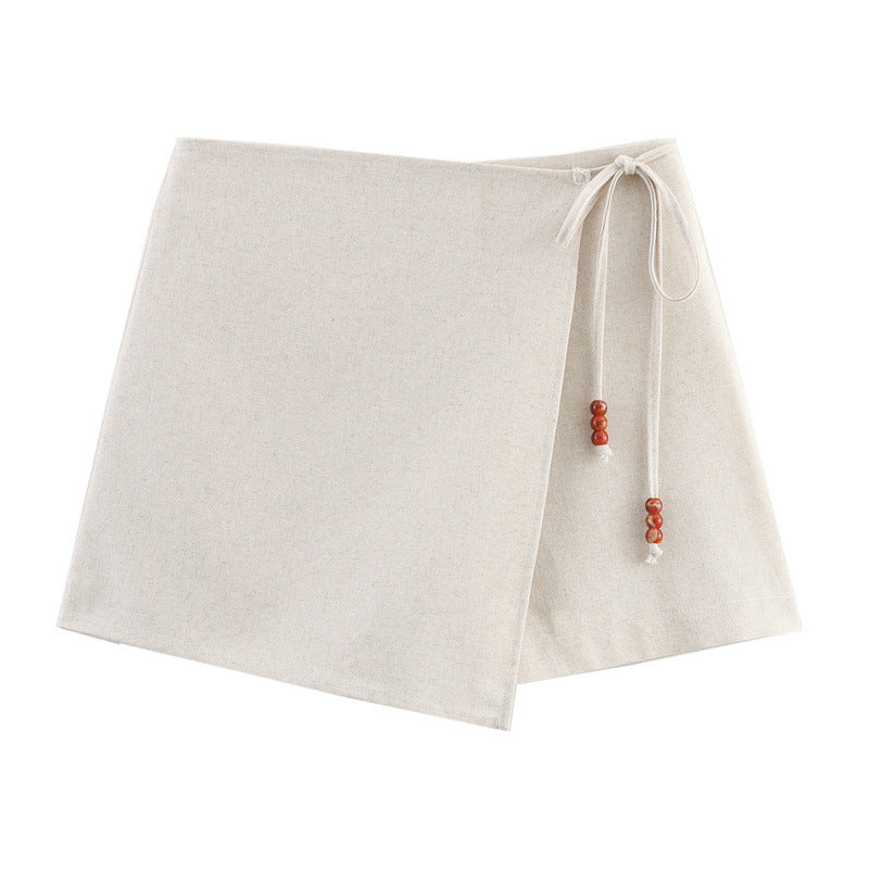 All-match V-neck Beaded Lace-up Vest Skirt Suit - Other