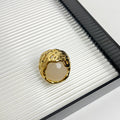 Antique Round Texture Hollow Inlaid Natural Stone Ring - Type C X450 - electronic accessories
