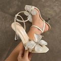 Apricot Butterfly-knot Decoration Design Brand High Heeled Sandals