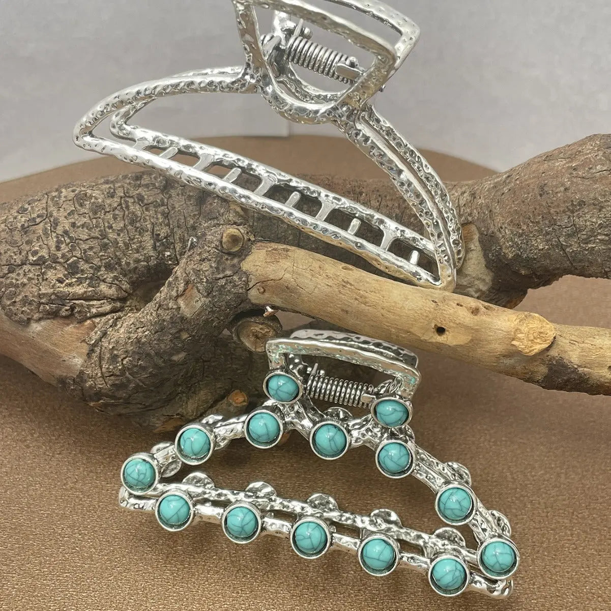 Artistic Retro Turquoise Classic Women’s Back Head Hair Claw - electronic accessories