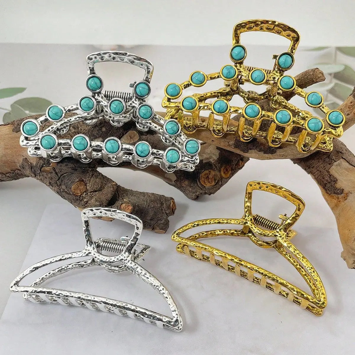 Artistic Retro Turquoise Classic Women’s Back Head Hair Claw - electronic accessories