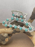 Artistic Retro Turquoise Classic Women’s Back Head Hair Claw - Old Silver - electronic accessories