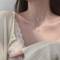 Asterism Moon Double-layer Necklace For Women - White K - electronic accessories