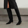 Autumn Winter Square Toe Low Heeled Suede Long Boots