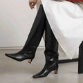 Autumn Winter Square Toe Low Heeled Suede Long Boots