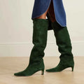 Autumn Winter Square Toe Low Heeled Suede Long Boots