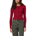 Autumn Winter Sweater Cardigan Women - Burgundy / S