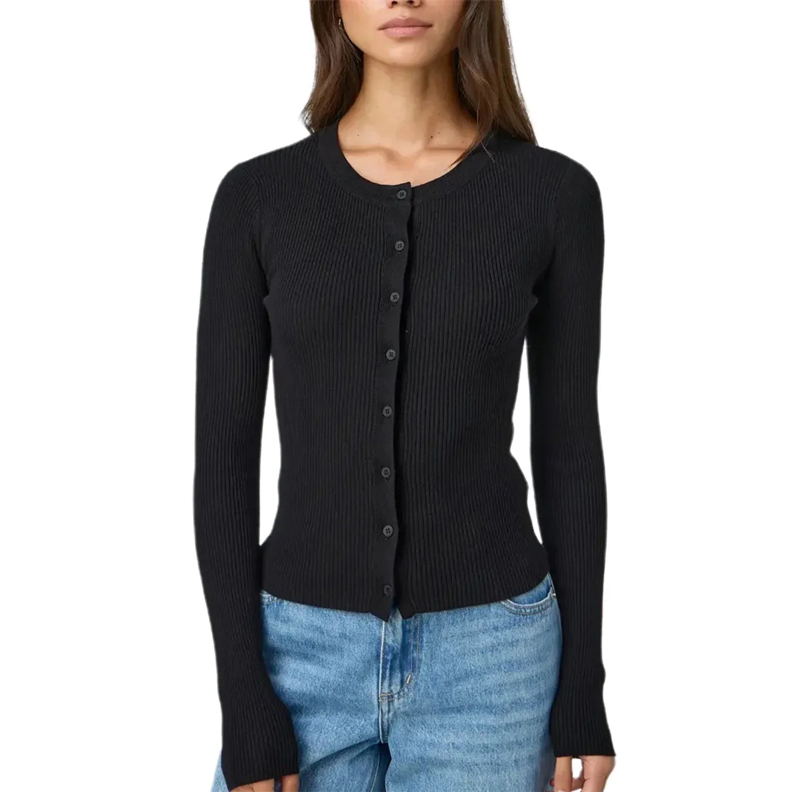 Autumn Winter Sweater Cardigan Women - black / S