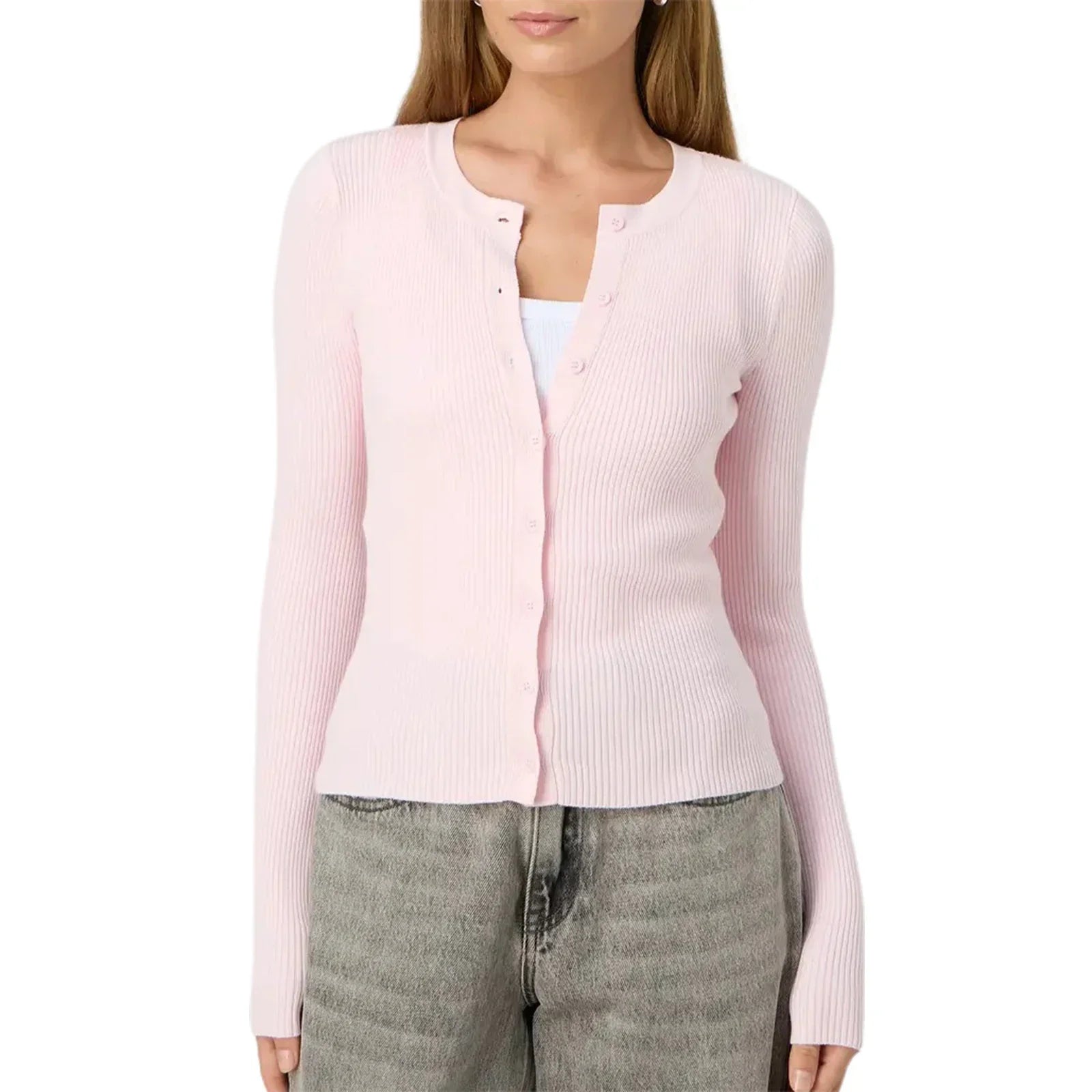 Autumn Winter Sweater Cardigan Women - Pink / S