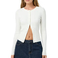 Autumn Winter Sweater Cardigan Women - WHITE / S