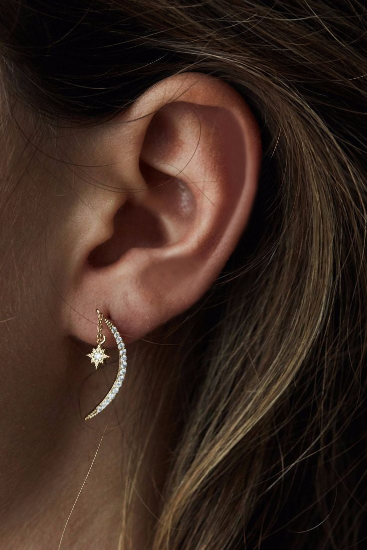 Women's XINGX Crescent Moon Earrings Fashion Micro Inlay - Norellé