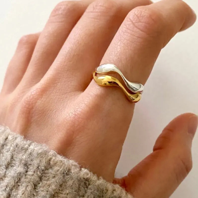 925 Sterling Silver Simple Temperament Wild Natural Curve Ring - Norellé