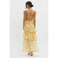 Women's Spaghetti-strap Floral Print Backless Multi-layer V-neck Dress - Norellé