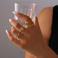 18K Gold Retro Easy Matching Design Geometric Inlaid Zircon Ring - Norellé