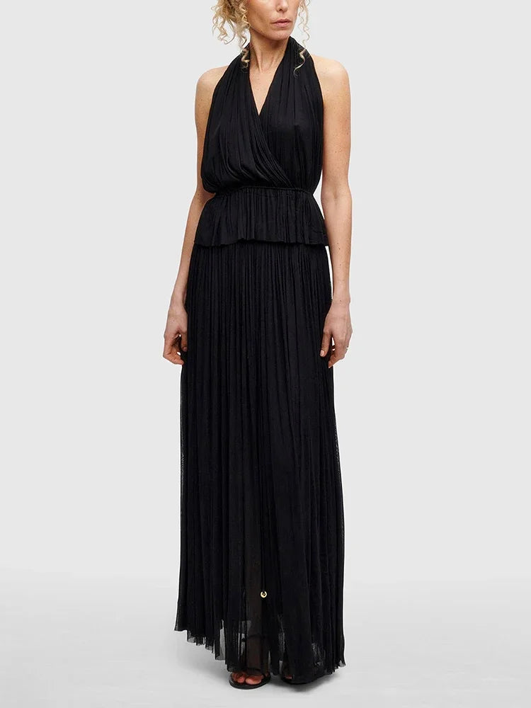 Backless Halter Dress Sets Female Beach Vacation