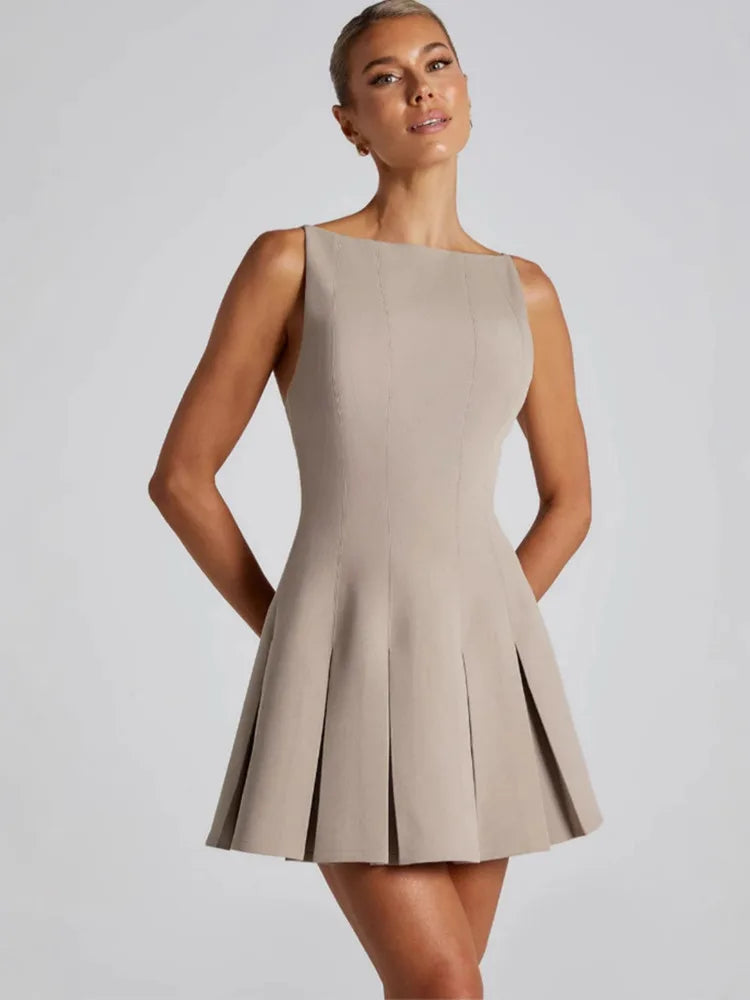 Backless High Waist A-line Mini Dress Women