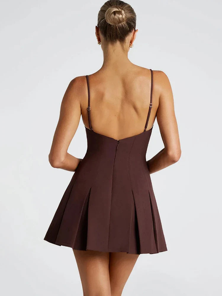 Backless High Waist A-line Mini Dress Women