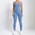 Backless Romper Cross Adjustable Back Workout Jumpsuit - Grey blue / L