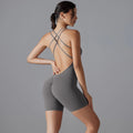 Backless Sporty Tight Jumpsuit - Grey / M