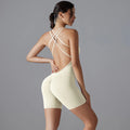 Backless Sporty Tight Jumpsuit - Light Ivory / M