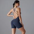 Backless Sporty Tight Jumpsuit - Navy / M