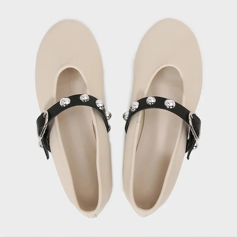 Ballet Flats Buckle Strap Soft Leather